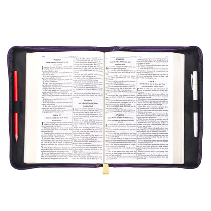 Amazing Grace Purple Faux Leather Fashion Bible Cover - The Christian Gift Company