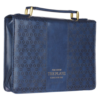 I Know the Plans Blue Faux Leather Fashion Bible Cover - Jeremiah 29:11 - The Christian Gift Company