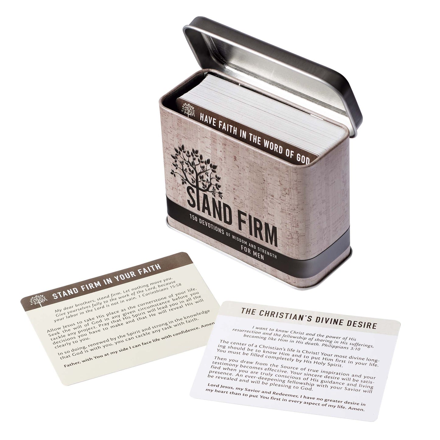Stand Firm Devotional Cards in a Tin for Men - The Christian Gift Company