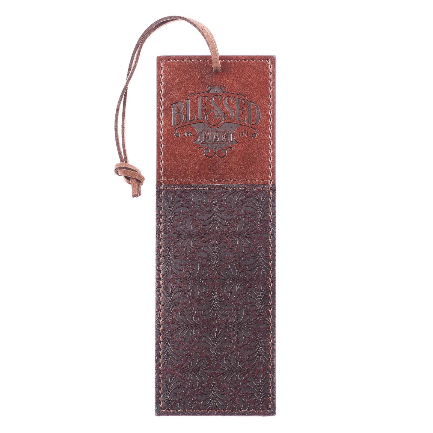 Blessed Man Two-Tone Faux Leather Bookmark - Jeremiah 17:7 - The Christian Gift Company