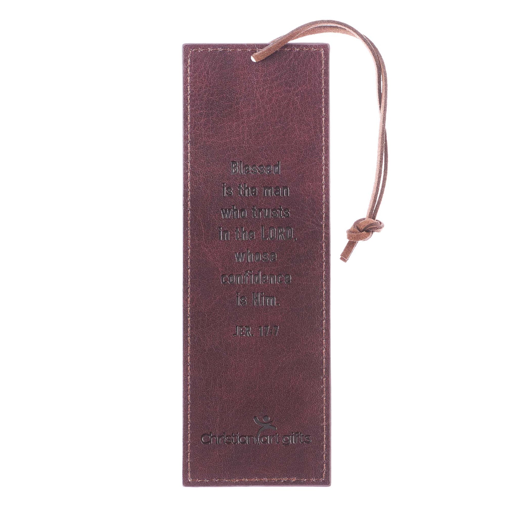 Blessed Man Two-Tone Faux Leather Bookmark - Jeremiah 17:7 - The Christian Gift Company