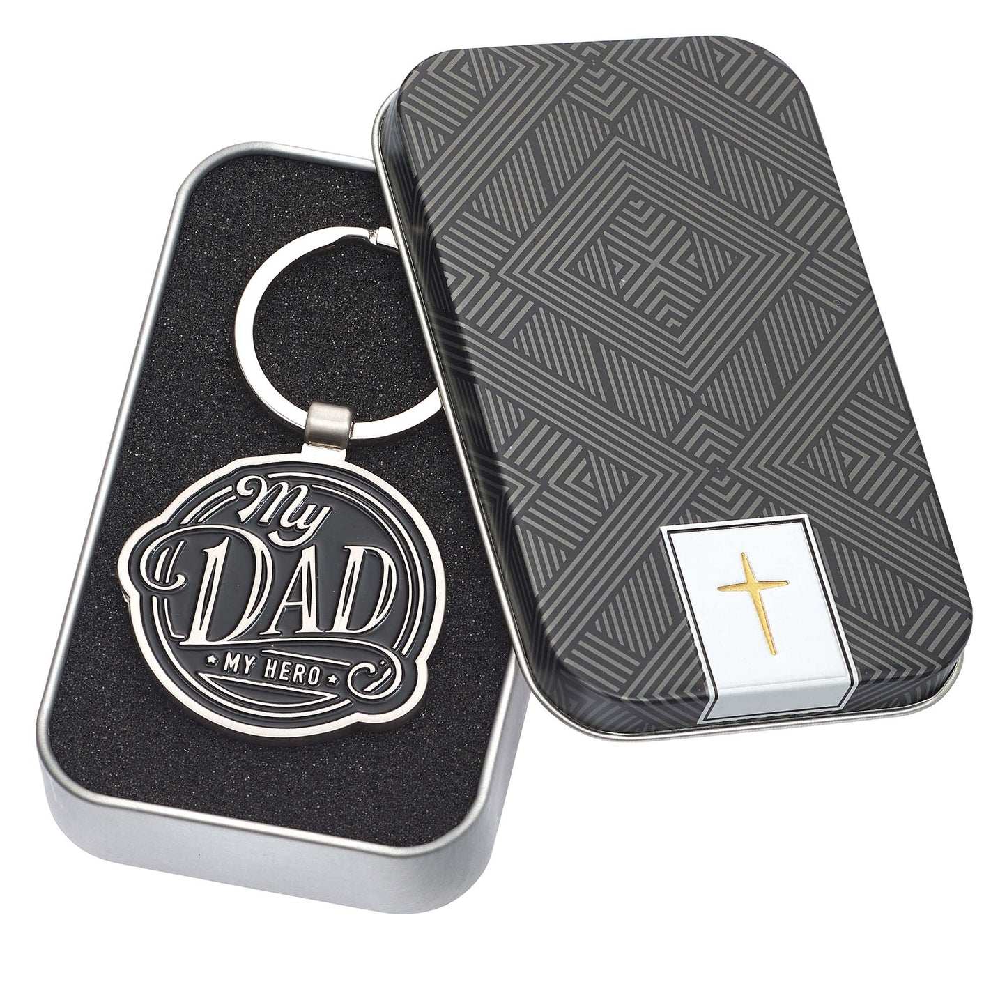 My Dad My Hero Black Metal Key Ring in Gift Tin - The Christian Gift Company