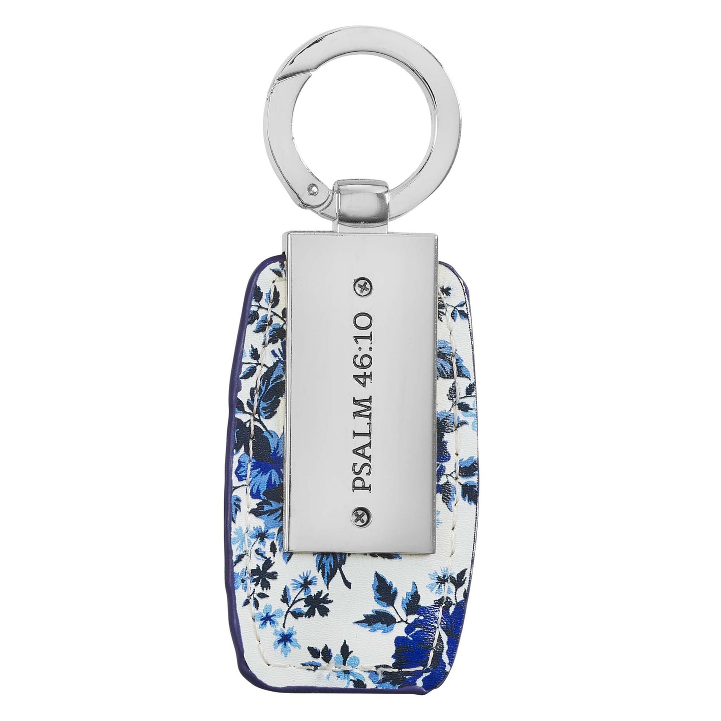 Be Still & Know Blue Floral Metal Key Ring in Gift Tin - Psalm 46:10 - The Christian Gift Company