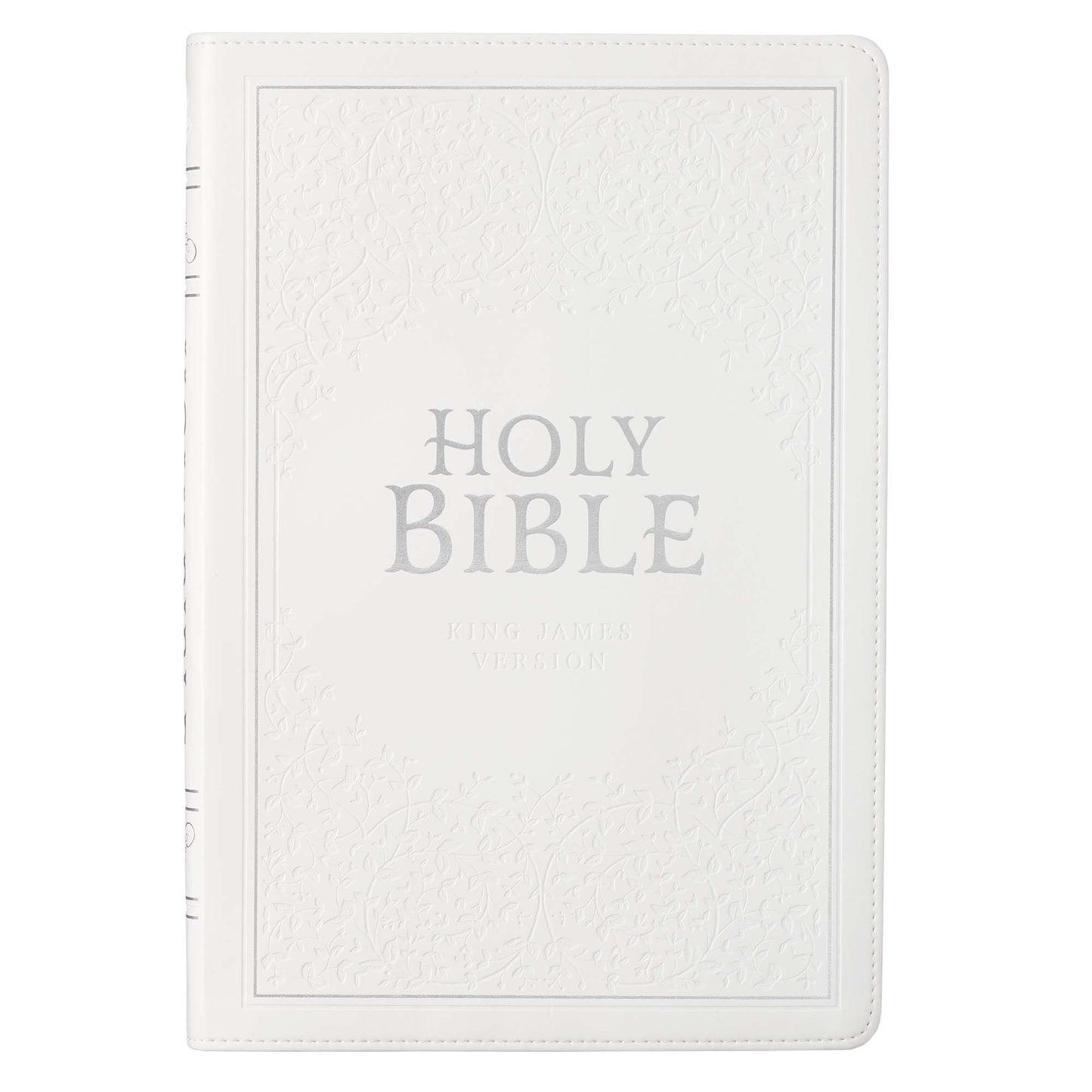 White Faux Leather Large Print Thinline King James Version Bible with Thumb Index - The Christian Gift Company