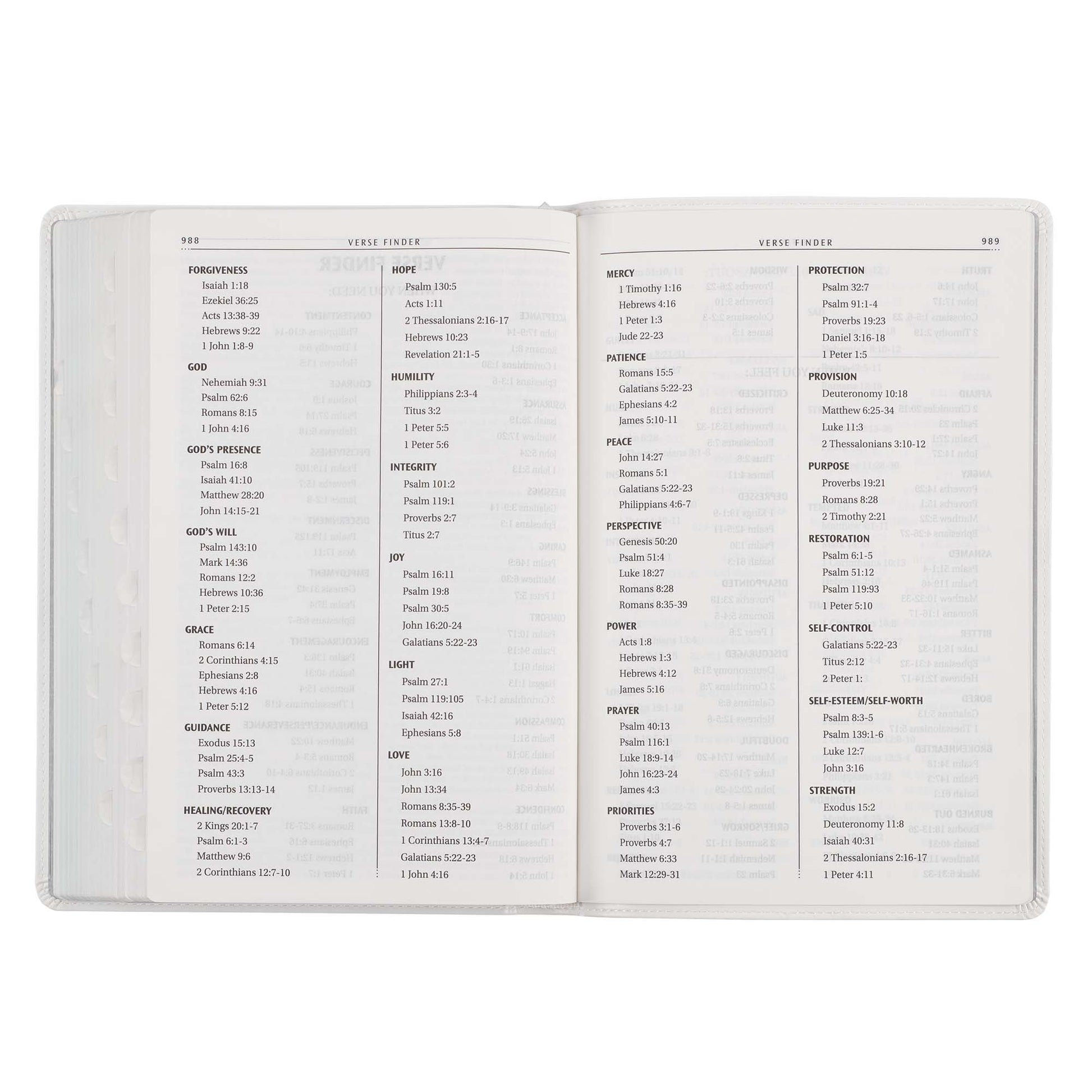 White Faux Leather Large Print Thinline King James Version Bible with Thumb Index - The Christian Gift Company