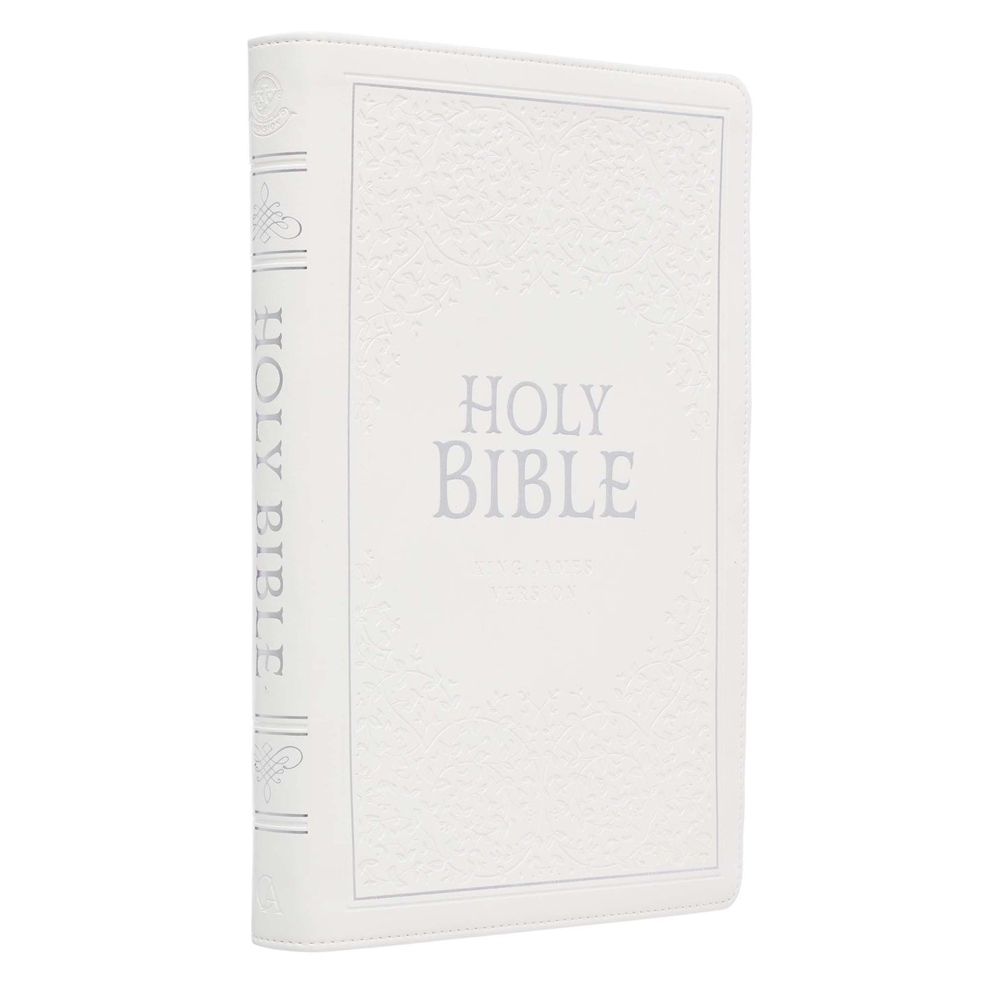 White Faux Leather Large Print Thinline King James Version Bible with Thumb Index - The Christian Gift Company