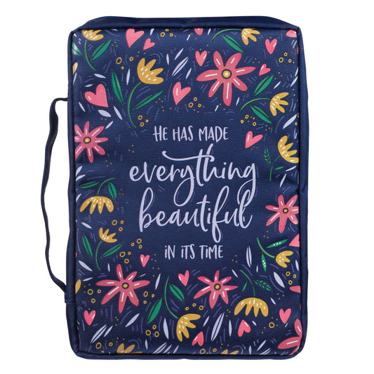 He Has Made Everything Beautiful Navy Floral Value Bible Cover - Ecclesiastes 3:11 - The Christian Gift Company