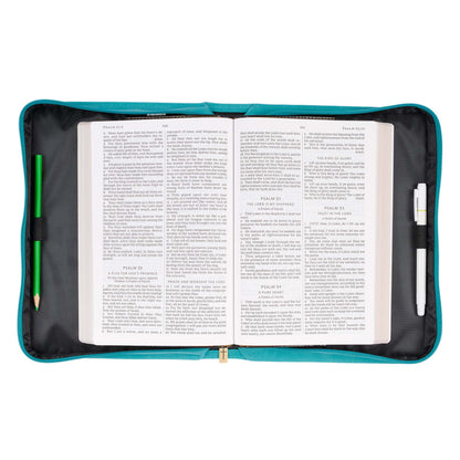 Strength & Dignity Teal Faux Leather Fashion Bible Cover - Proverbs 31:25 - The Christian Gift Company