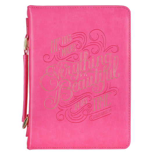 He Has Made Everything Beautiful Pink Faux Leather Fashion Bible Cover - Ecclesiastes 3:11 - The Christian Gift Company