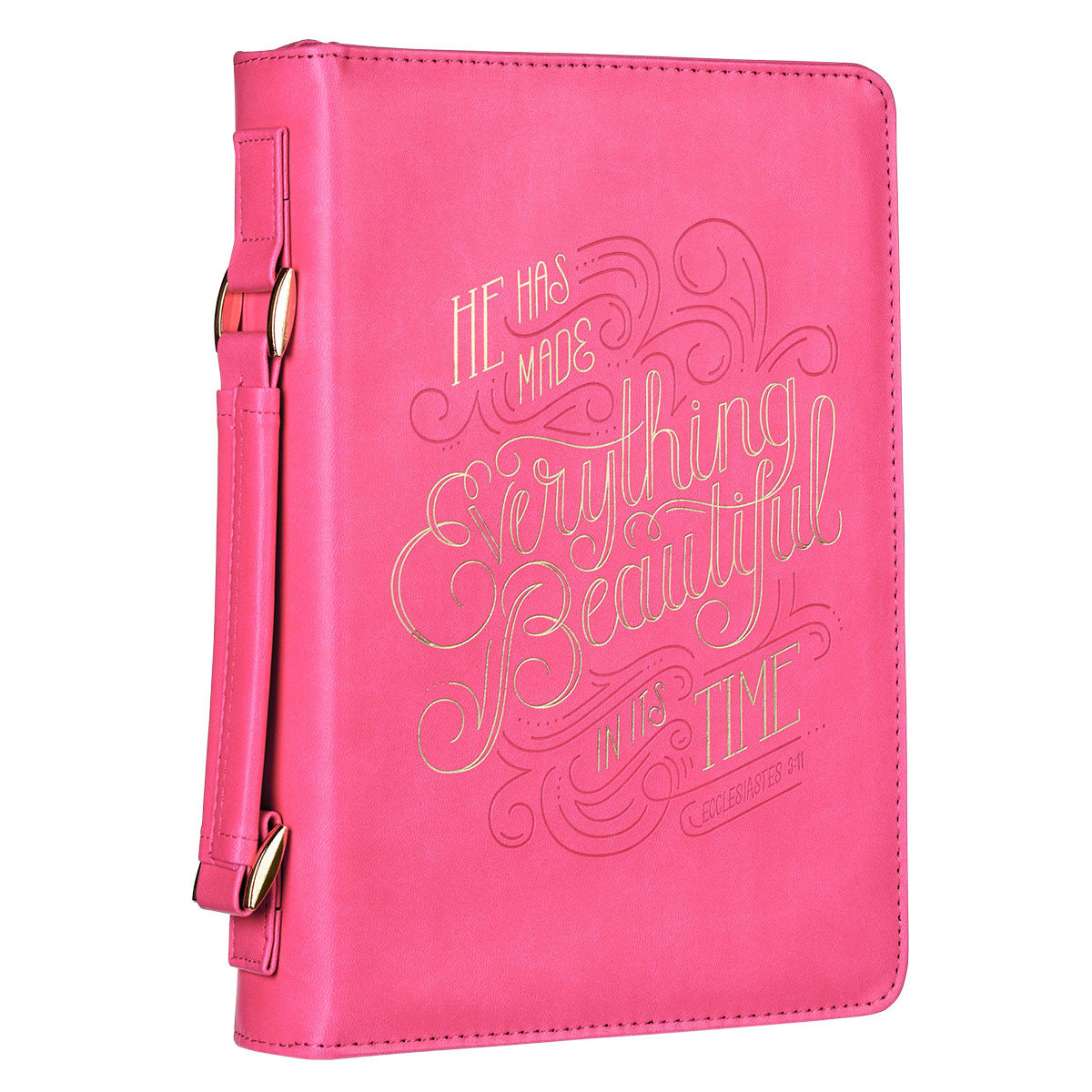 He Has Made Everything Beautiful Pink Faux Leather Fashion Bible Cover - Ecclesiastes 3:11 - The Christian Gift Company