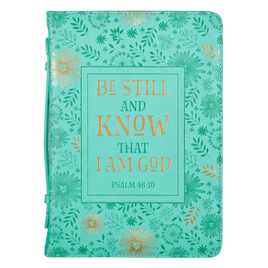 Be Still and Know Turquoise Faux Leather Fashion Bible Cover - Psalm 46:10 - The Christian Gift Company
