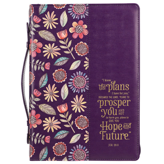 I Know the Plans Purple Floral Faux Leather Fashion Bible Cover - Jeremiah 29:11 - The Christian Gift Company
