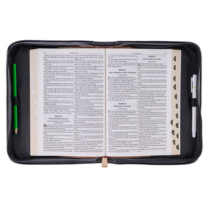 Blessed Black Croc Faux Leather Fashion Bible Cover with Tassels - The Christian Gift Company