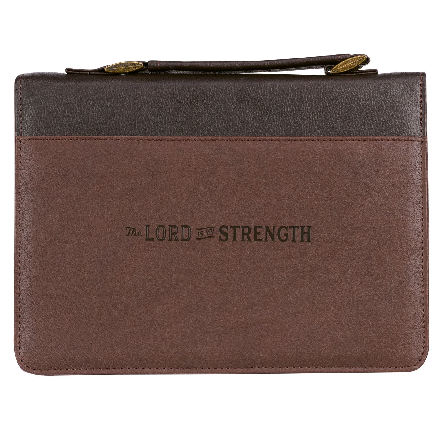 The LORD is My Strength Brown Faux Leather Classic Bible Cover - Exodus 15:2 - The Christian Gift Company