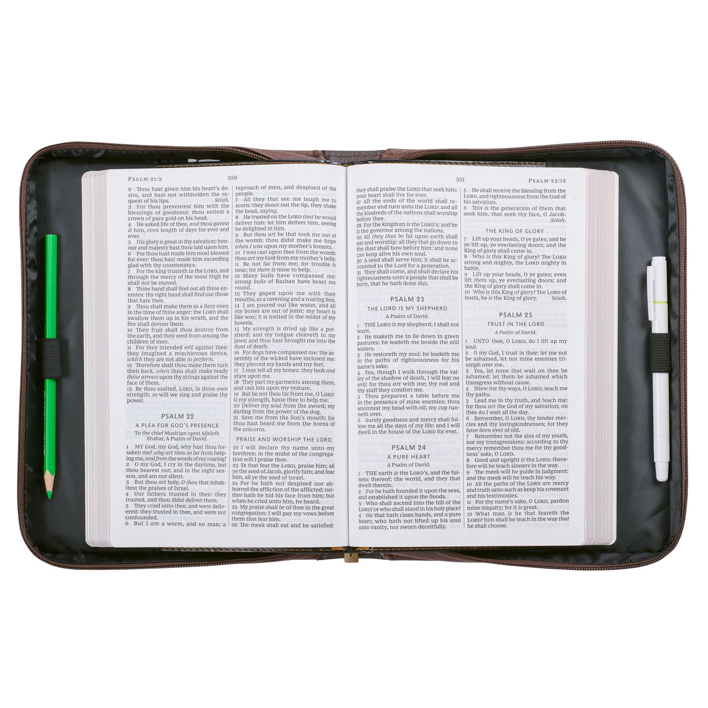 The LORD is My Strength Brown Faux Leather Classic Bible Cover - Exodus 15:2 - The Christian Gift Company