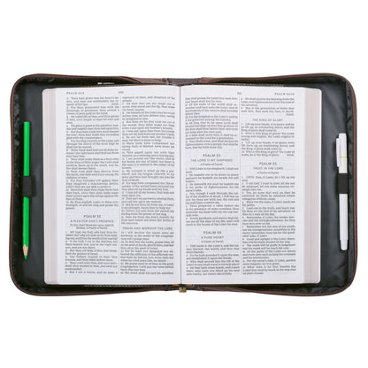 The LORD is My Strength Brown Faux Leather Classic Bible Cover - Exodus 15:2 - The Christian Gift Company