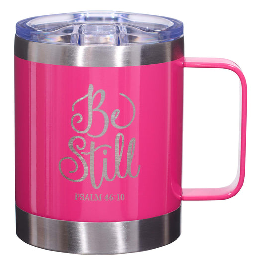 Be Still Pink Camp-style Stainless Steel Mug - Psalm 46:10 - The Christian Gift Company