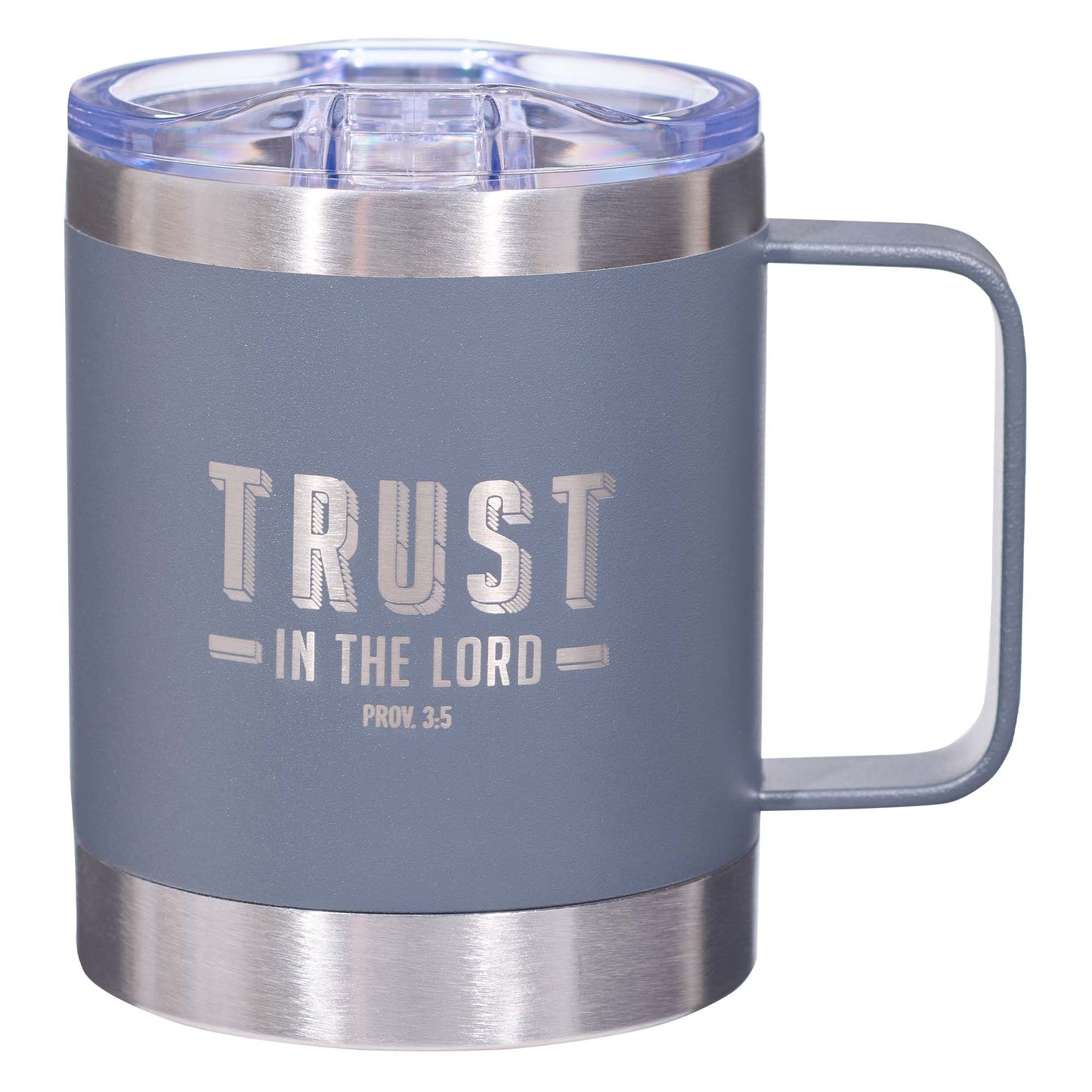 Trust the LORD Cool Grey Camp-style Stainless Steel Mug - Proverbs 3:5 - The Christian Gift Company