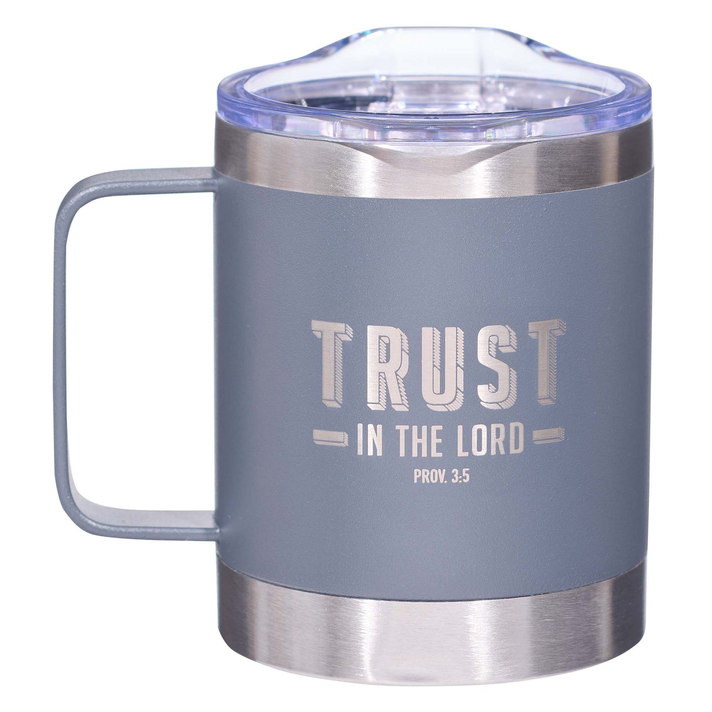 Trust the LORD Cool Grey Camp-style Stainless Steel Mug - Proverbs 3:5 - The Christian Gift Company