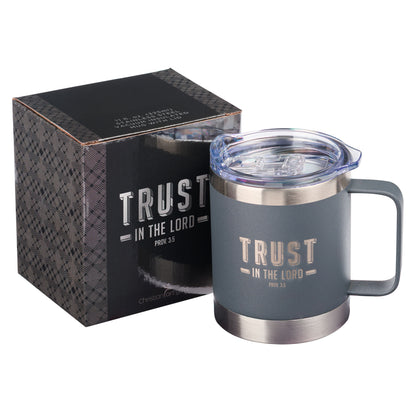 Trust the LORD Cool Grey Camp-style Stainless Steel Mug - Proverbs 3:5 - The Christian Gift Company