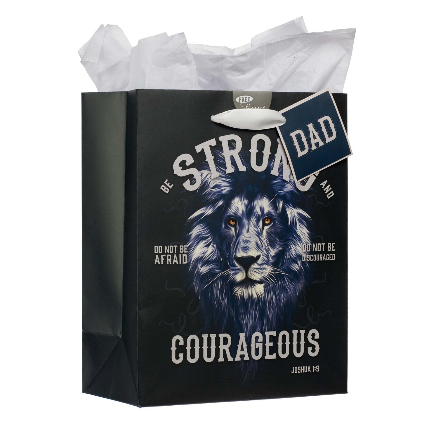Strong and Courageous Dad Medium Gift Bag - Joshua 1:9 - The Christian Gift Company