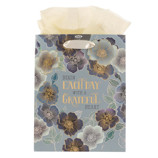 Begin Each Day With A Grateful Heart Medium Gift Bag - The Christian Gift Company