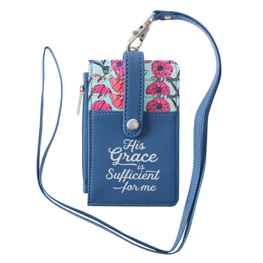 His Grace is Sufficient Faux Leather ID Card Holder - The Christian Gift Company
