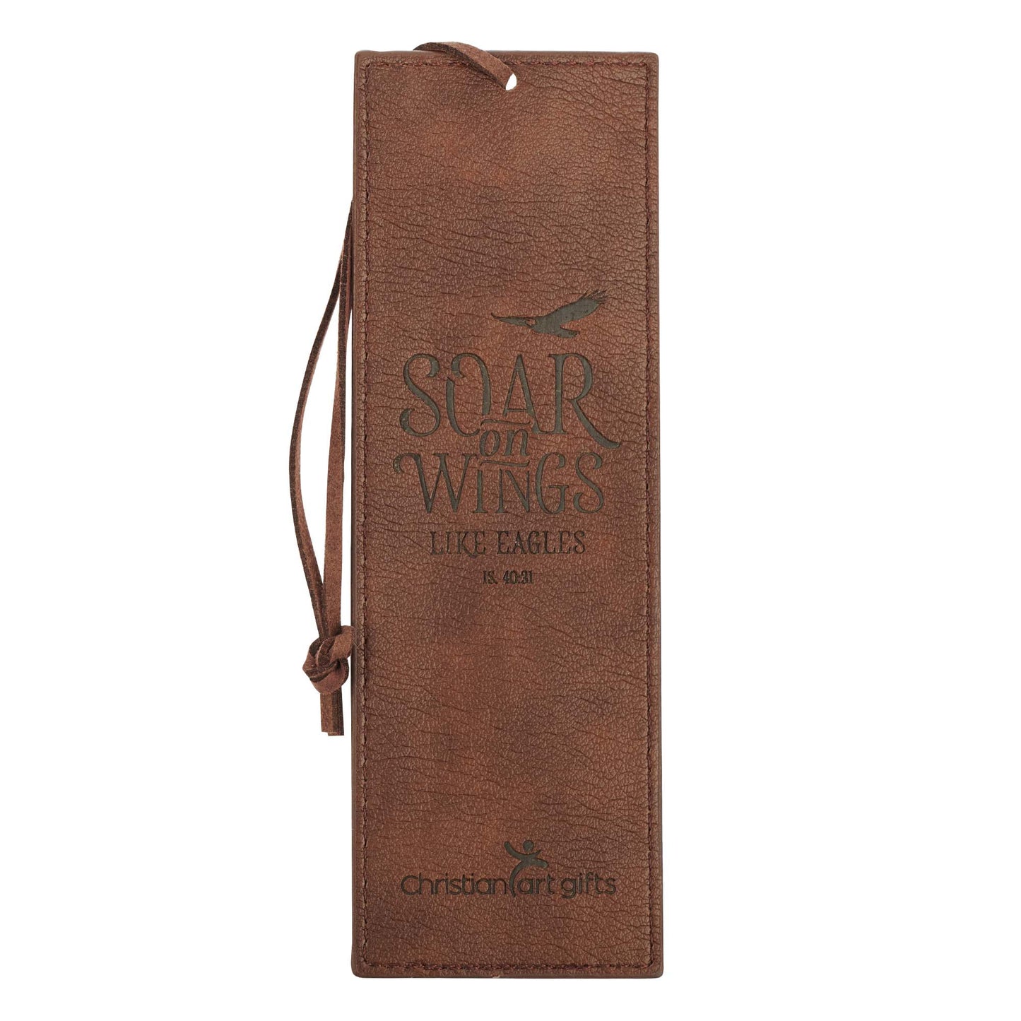 Soar Brown Faux Leather Bookmark - Isaiah 40:31 - The Christian Gift Company