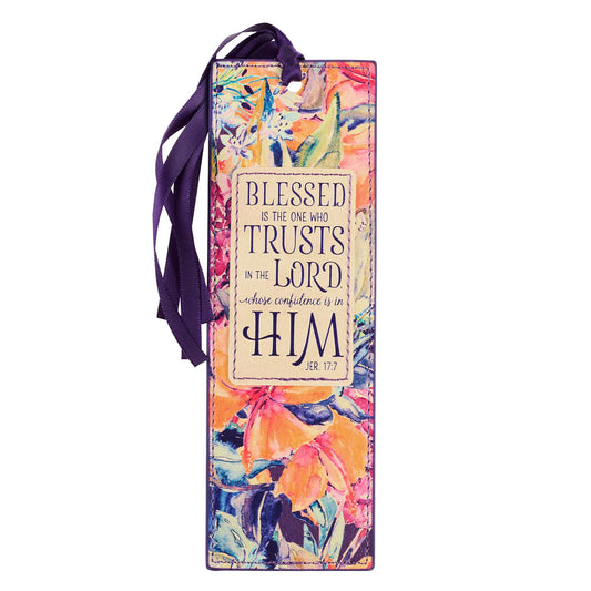Blessed Is The One Faux Leather Bookmark - Jeremiah 17:7 - The Christian Gift Company