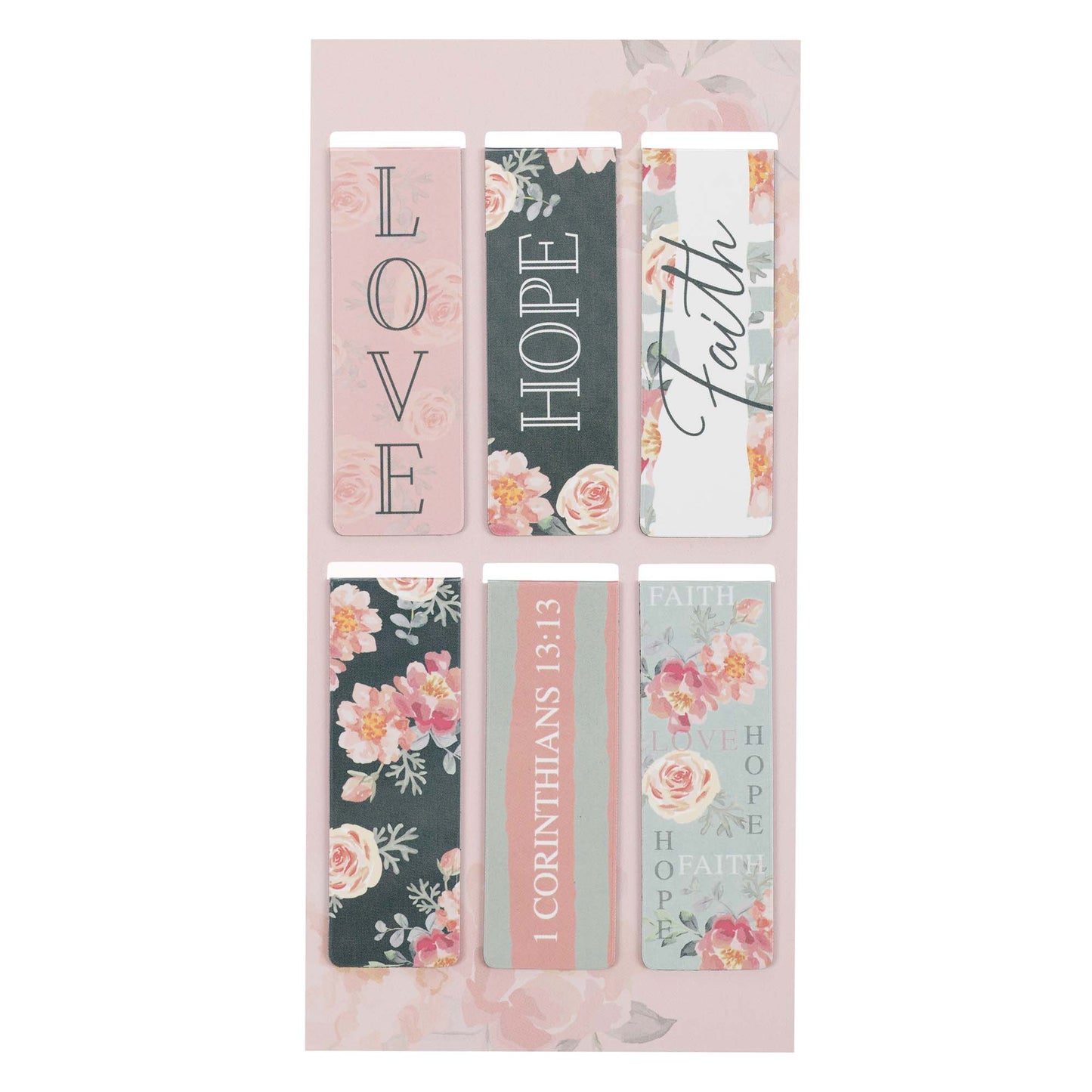 Vintage Faith Hope and Love Magnetic Bookmark Set - 1 Corinthians 13:13 - The Christian Gift Company