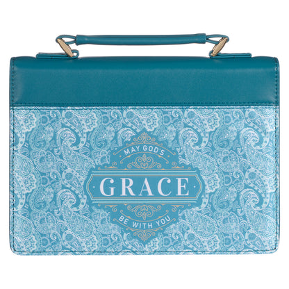 God's Grace Teal Paisley Faux Leather Fashion Bible Cover - The Christian Gift Company