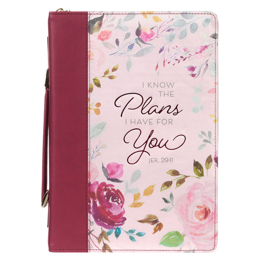 The Plans I Have for You Plum Floral Faux Leather Fashion Bible Cover – Jeremiah 29:11 - The Christian Gift Company