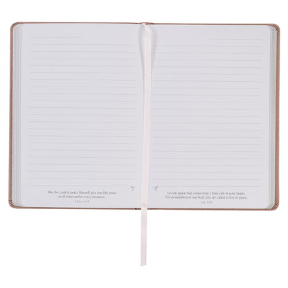 Sufficient Grace Pearlescent Dusty Rose Faux Leather Classic Journal - 2 Corinthians 12:9 - The Christian Gift Company