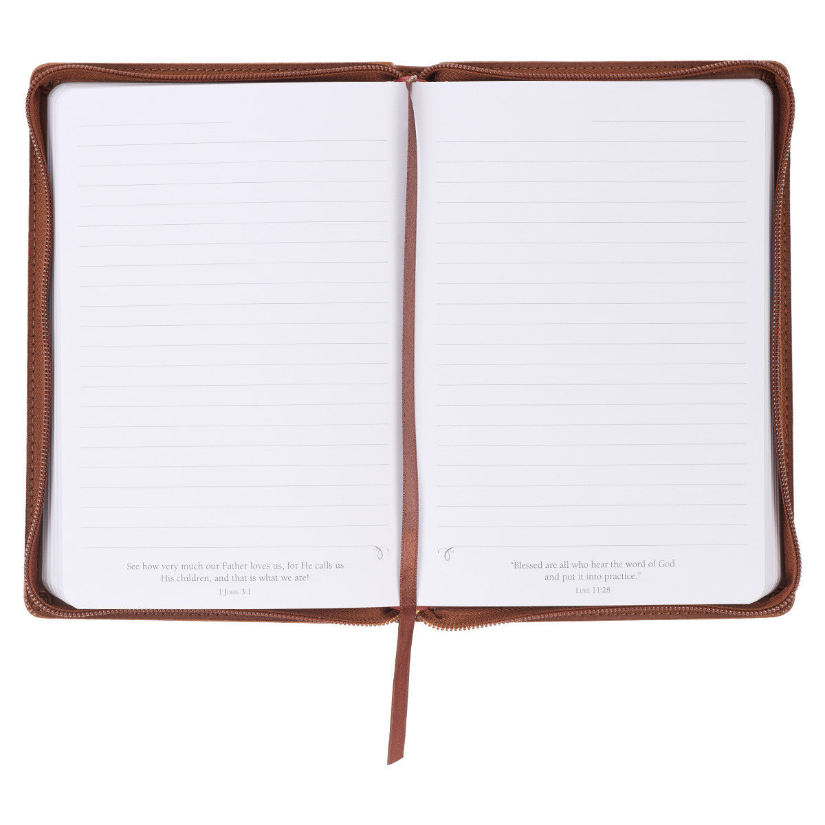 Be Strong Toffee Brown Faux Leather Classic Journal with Zippered Closure - Joshua 1:9 - The Christian Gift Company