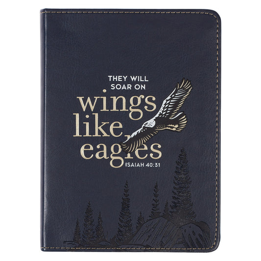Wings Like Eagles Navy Blue Handy-sized Faux Leather Journal - Isaiah 40:31 - The Christian Gift Company