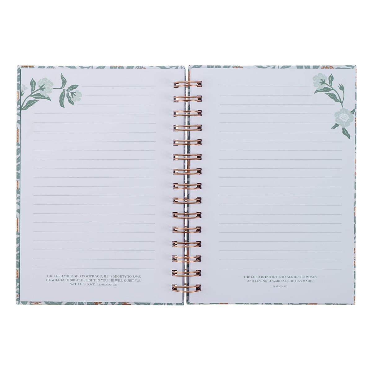 Sufficient Grace Teal Floral Large Wirebound Journal - 2 Corinthians 12:9 - The Christian Gift Company