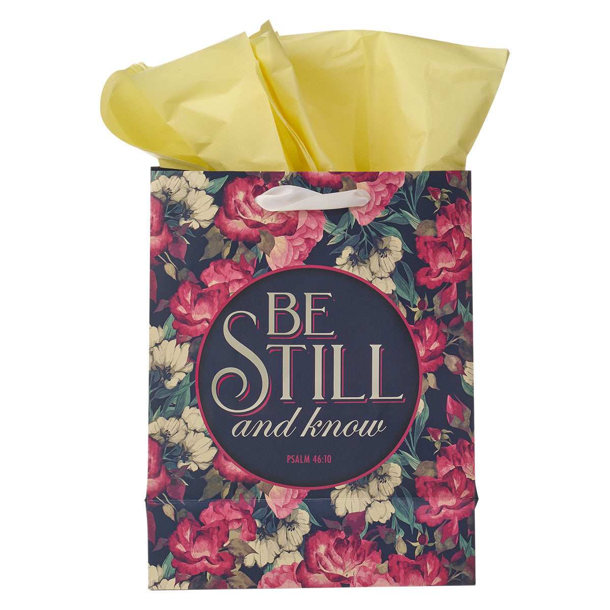 Be Still Vintage Floral Medium Gift Bag – Psalm 46:10 - The Christian Gift Company