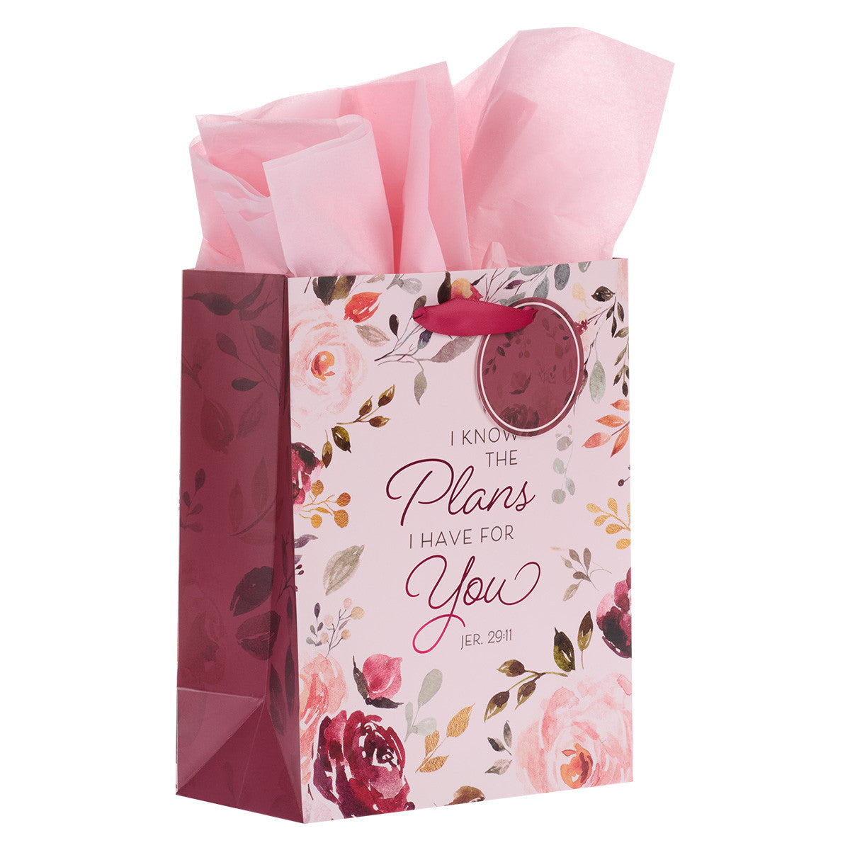 The Plans I Have for You Plum Floral Medium Gift Bag – Jeremiah 29:11 - The Christian Gift Company