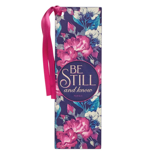 Be Still Vintage Floral Faux Leather Bookmark - Psalm 46:10 - The Christian Gift Company