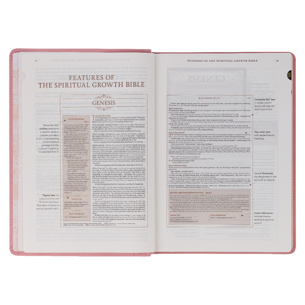 Pink Faux Leather Spiritual Growth Bible - The Christian Gift Company