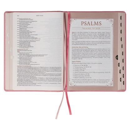 Pink Faux Leather Spiritual Growth Bible - The Christian Gift Company