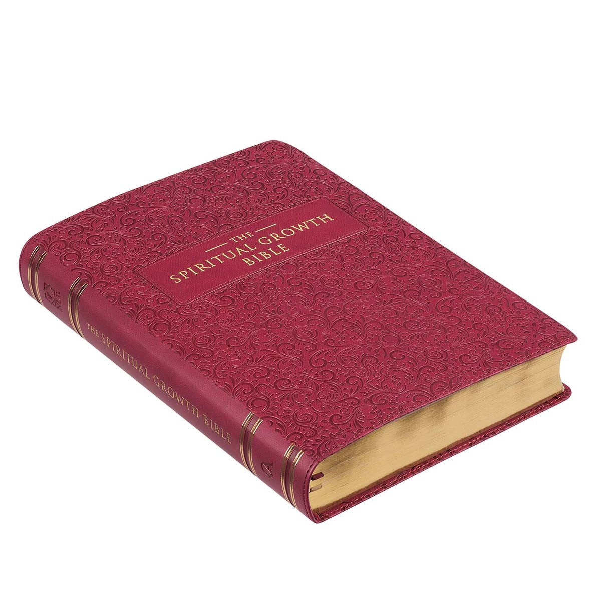 Berry Faux Leather Spiritual Growth Bible - The Christian Gift Company