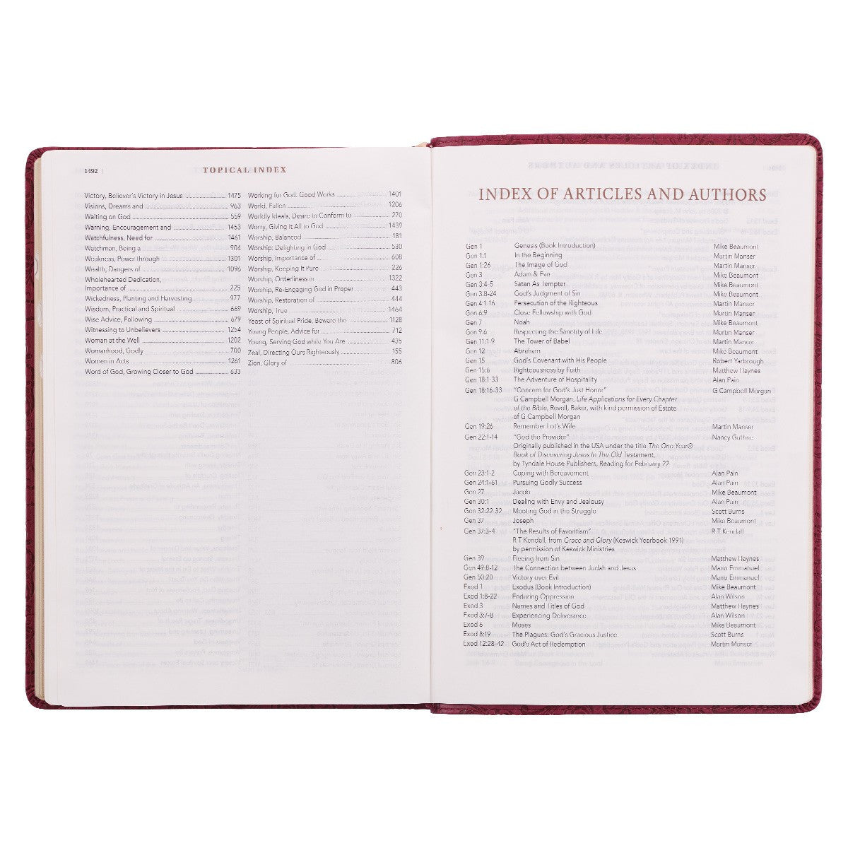 Berry Faux Leather Spiritual Growth Bible - The Christian Gift Company