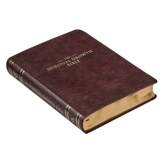 Espresso Brown Faux Leather Spiritual Growth Bible - The Christian Gift Company