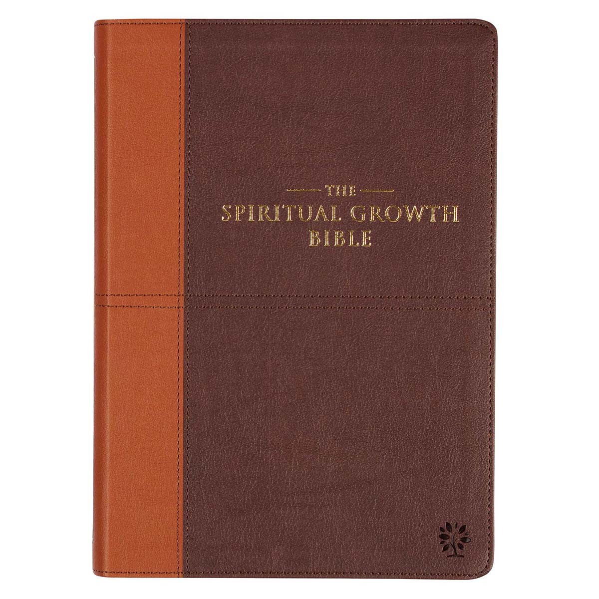 Two-tone Espresso and Toffee Brown Faux Leather Spiritual Growth Bible - The Christian Gift Company