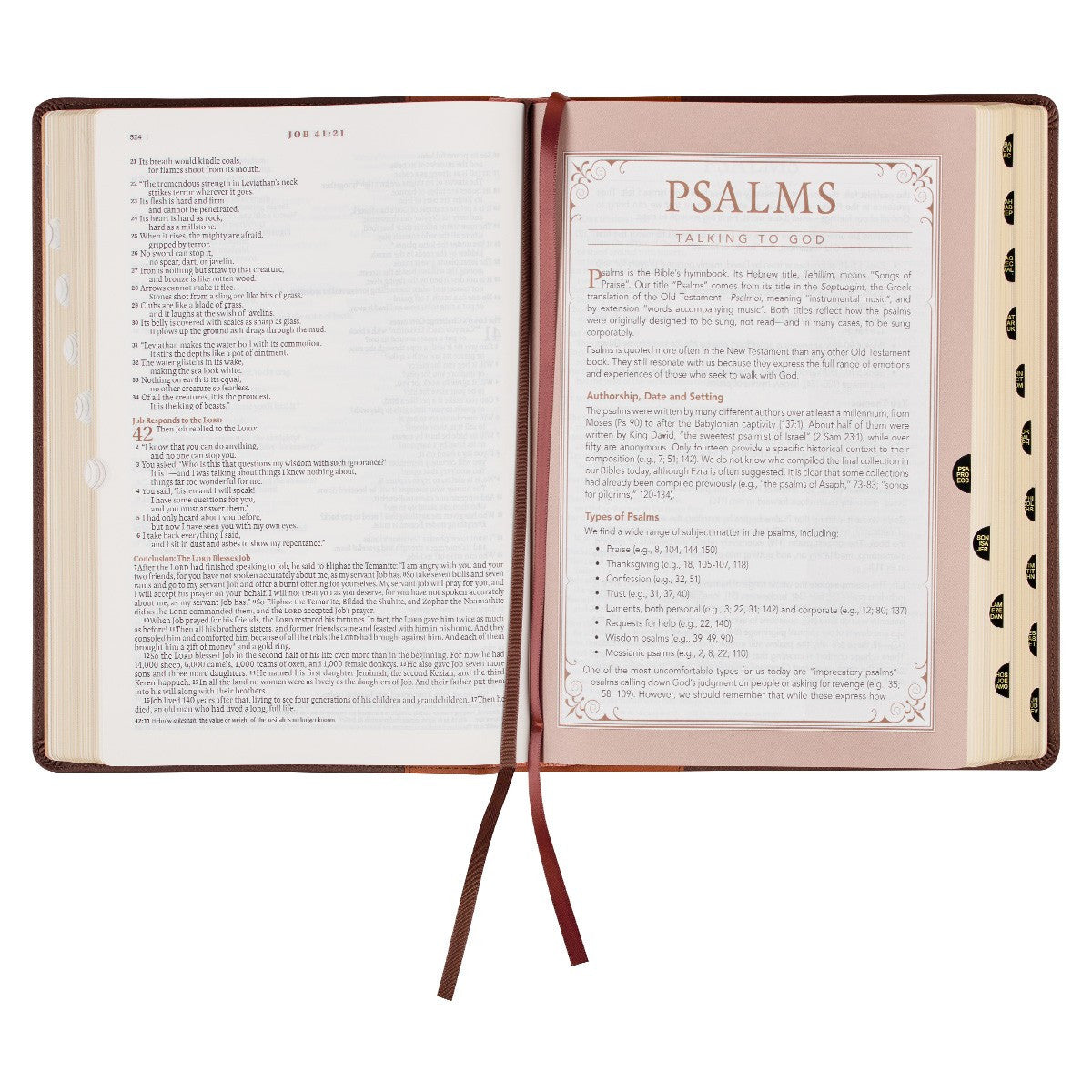 Two-tone Espresso and Toffee Brown Faux Leather Spiritual Growth Bible - The Christian Gift Company