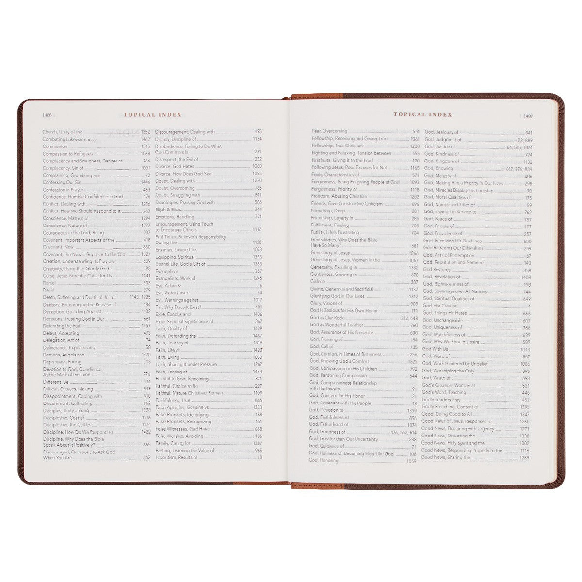 Two-tone Espresso and Toffee Brown Faux Leather Spiritual Growth Bible - The Christian Gift Company