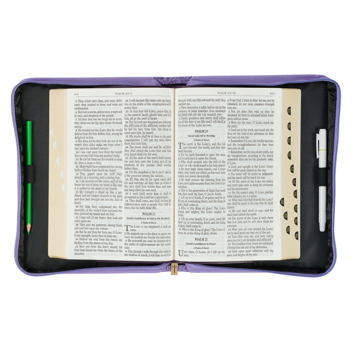 Saved by Grace Hydrangea Lavender Faux Leather Fashion Bible Cover - Ephesians 2:8 - The Christian Gift Company