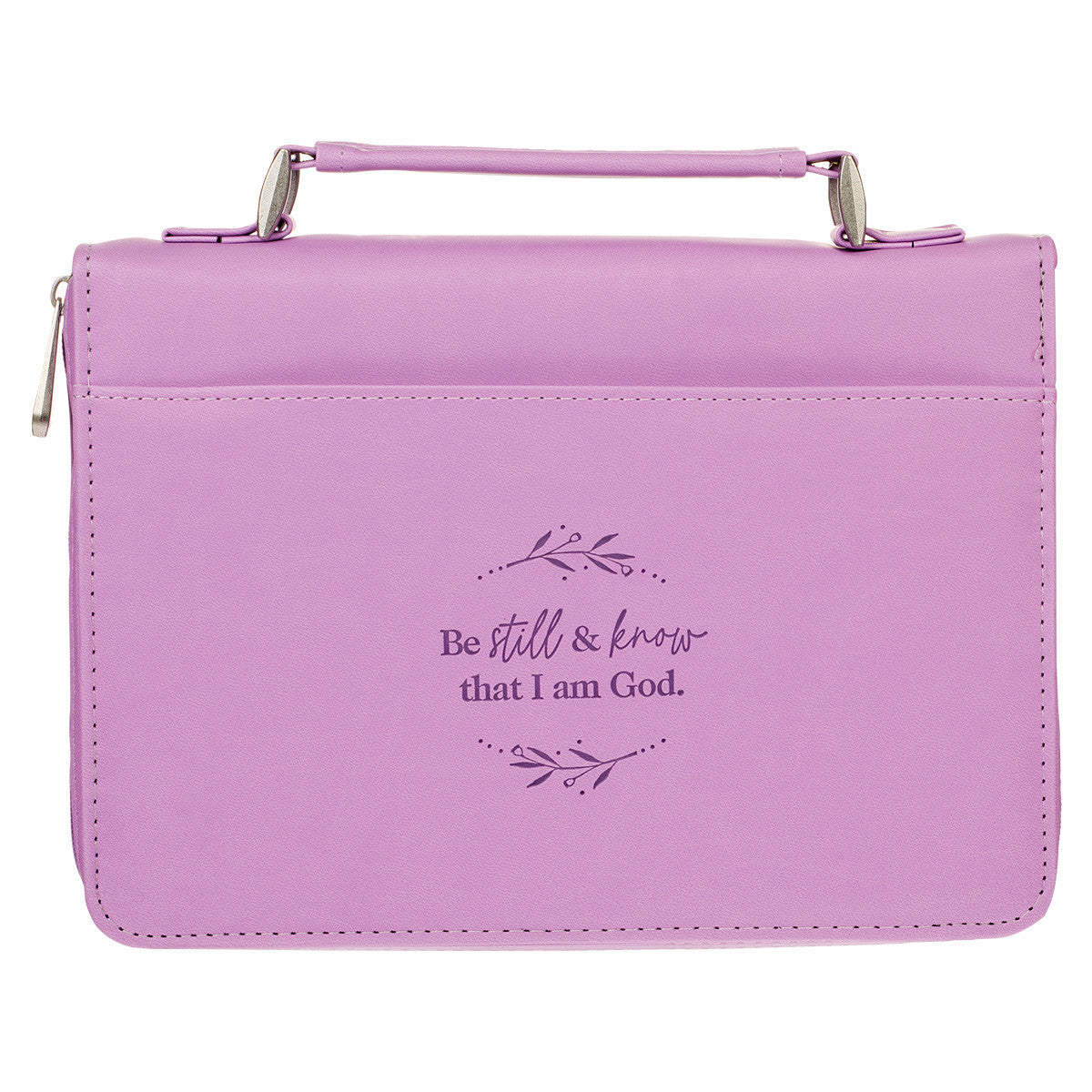 Be Still & Know Purple Laurel Faux Leather Fashion Bible Cover - Psalm 46:10 - The Christian Gift Company