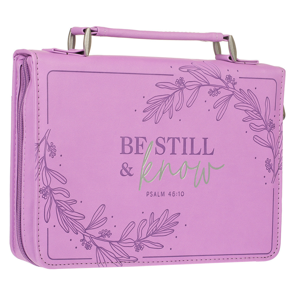 Be Still & Know Purple Laurel Faux Leather Fashion Bible Cover - Psalm 46:10 - The Christian Gift Company
